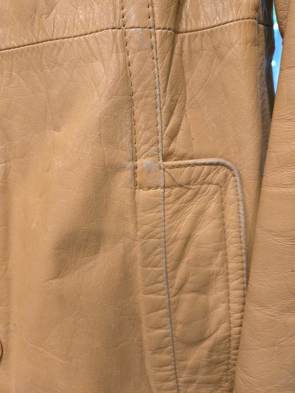 Vintage 1970s Genuine Leather Trench Coat Removable Shearling Collar Belted Boho - Picture 4 of 14